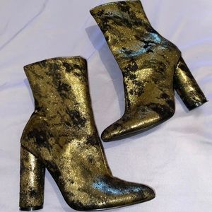 Fashion Nova Gold Metallic Booties